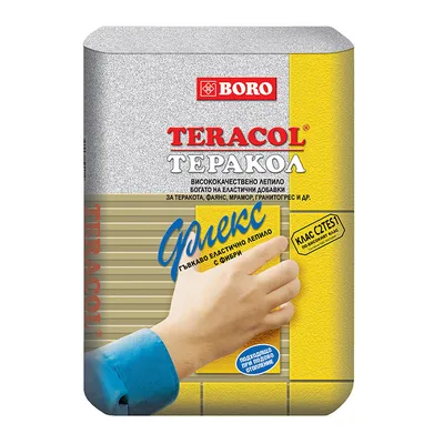 Лепило Boro циментово за плочки супер гъвкаво 25 кг, сиво, Teracol Flex