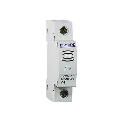 Звънец Elmark за DIN шина с 1 мелодия 8-12 V, бял, 8- 12 V