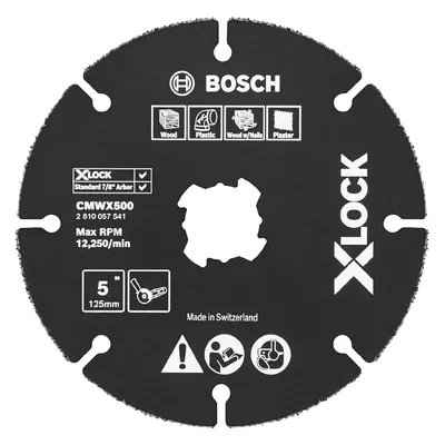 Диск карбиден за рязане Bosch на дърво, пластмаса, гипсокартон 125 мм, Carbide Multi Wheel X-LOCK