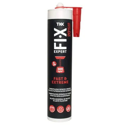 Лепило универсално TKK акрилно монтажно без разтворители 290 мл, бяло, FIX Expert - Fast & Extreme