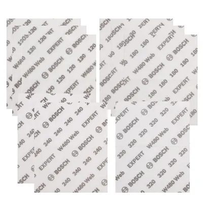 Шкурка на хартиена основа Bosch на листа  115x140 мм, P120, P180, P240, P320, 9 бр., Expert W480 Web