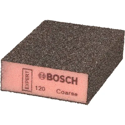 Шкурка върху гъба за ръчно шлайфане Bosch 96x69 мм, P120, Expert S471