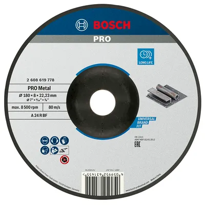 Диск карбофлексен за шлайфане Bosch на метал  180 мм, 22.23 мм, 8 мм, PRO Metal