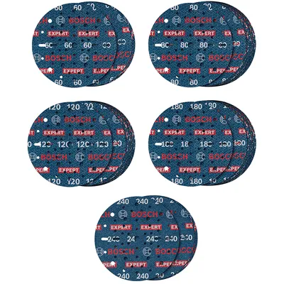 Фолио Bosch шлифовъчно за ротационен шлайф 150 мм, P120, P180, P240, P60, P80, 55 бр., Expert O780