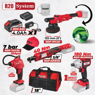 R20 Комплект 4 машини 4Ah + 3 чанта RDP-BXS4