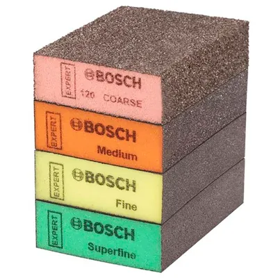 Шкурка върху гъба за ръчно шлайфане Bosch комплект 97x69x26 мм, груба, много фина, средна, фина, 20 бр., Expert S471