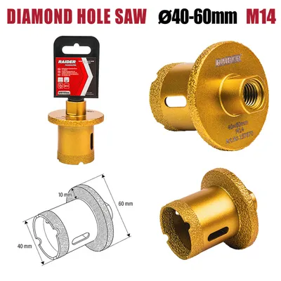 Боркорона Diamond за мивки Ø40–60mm x M14