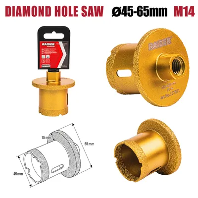 Боркорона Diamond за мивки Ø45–65mm x M14