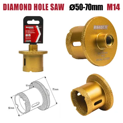 Боркорона Diamond за мивки Ø50–70mm x M14