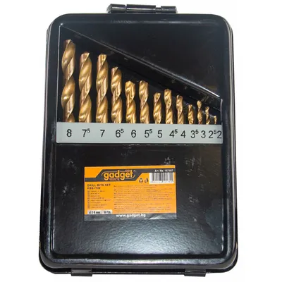 Свредла за метал 13бр ø2.0-8.0mm к-т HSS + TIN мeтал.кут.