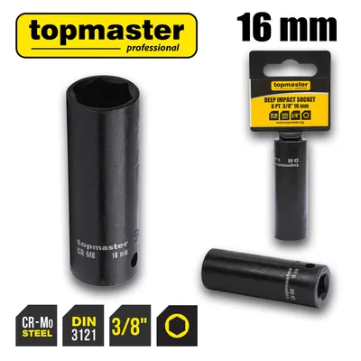 Вложка ударна удължена 6 стенна 3/8" х 16mm TMP