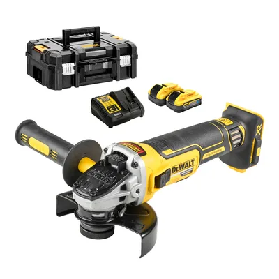 Акумулаторен ъглошлайф DeWALT с 2 батерии и зарядно, 18 V, 5 Ah, 125 мм, 9000 об./мин, DCG405H2T