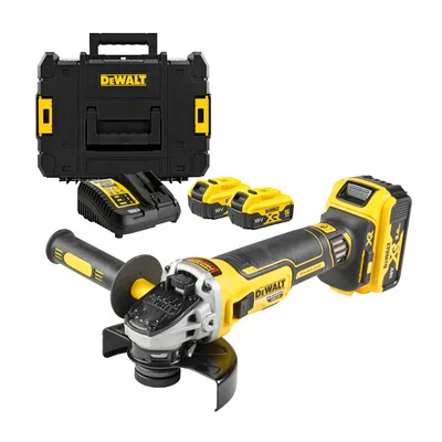 Акумулаторен ъглошлайф DeWALT с 3 батерии и зарядно, 18 V, 5 Ah, 125 мм, 9000 об./мин, DCG405P3