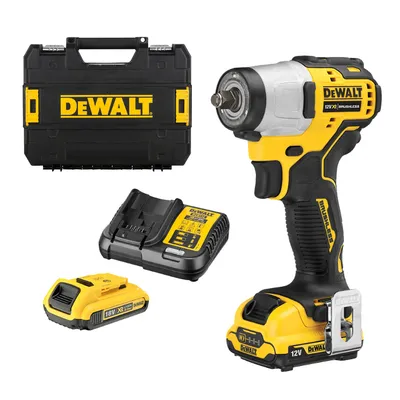 Акумулаторен гайковерт DeWALT с безчетков двигател с 2 батерии и зарядно, 12 V, 2 Ah, 270 Nm, квадрат, 3/8", DCF902D2