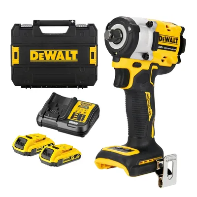 Акумулаторен гайковерт DeWALT с безчетков двигател с 2 батерии и зарядно, 18 V, 2 Ah, 406 Nm, квадрат, 1/2", DCF921D2T