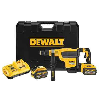 Акумулаторен перфоратор DeWALT с безчетков двигател с 2 батерии и зарядно, SDS-max, 54/18 V, 3/9 Ah, 10.5 J, 1450-2900 уд./мин, DCH614X2