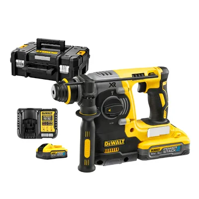 Акумулаторен перфоратор DeWALT с безчетков двигател  с 2 батерии и зарядно, SDS-plus, 18 V, 5 Ah, 2.1 J, 0-4600 уд./мин, DCH273H2T