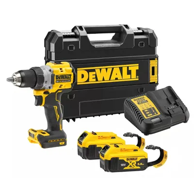 Акумулаторен винтоверт DeWALT с безчетков двигател с 2 батерии и зарядно, 18 V, 5 Ah, 90 Nm, 1.5-13 мм, DCD800P2LRT