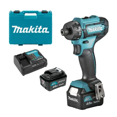 Акумулаторен винтоверт Makita с колекторен двигател  с 2 батерии и зарядно, 12 V, 4 Ah, 30 Nm, 6.35 мм, 1/4", шестостен, DF033DSME