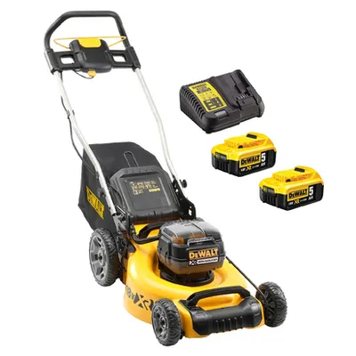 Акумулаторна косачка DeWALT    с 2 батерии и зарядно, 2x18 V, 5 Ah, 480 мм, 800 м2, DCMW564P2