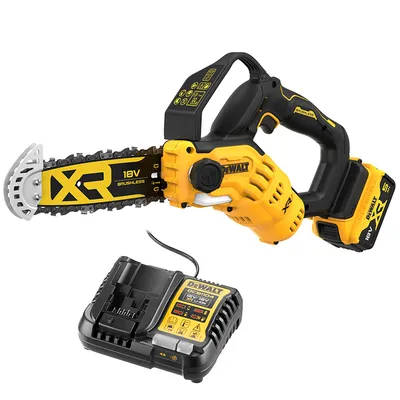 Акумулаторна резачка за дърва DeWALT с 1 батерия и зарядно, 18 V, 5 Ah, 20 см, DCMPS520P1
