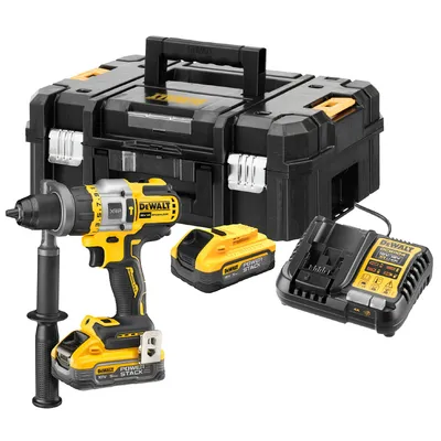 Акумулаторна ударна бормашина DeWALT с 2 батерии и зарядно, 18 V, 5 Ah, 112 Nm, 0-450/0-1300/0-2000 об./мин, 1.5-13 мм, DCD999H2T