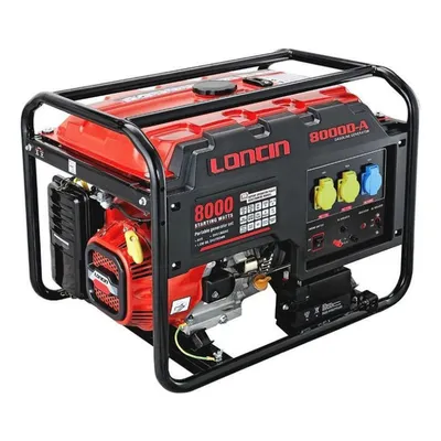 Бензинов генератор за ток Loncin монофазен с електростартер 6500 W, 12.2 к.с., 230 V, LC 8000-DA