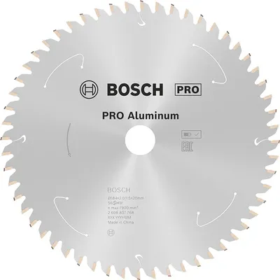 Диск карбиден за рязане Bosch на алуминий 184 мм, 20 мм, 1.5 мм, 56 z, PRO Aluminium cordless
