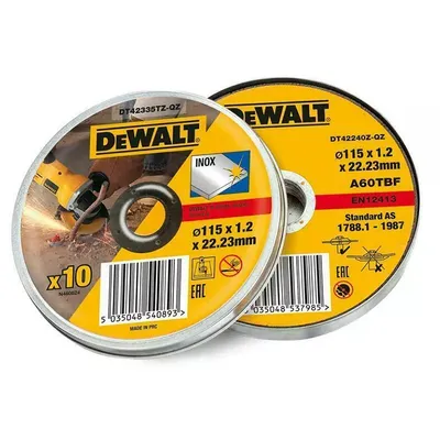 Диск карбофлексен за рязане DeWALT на неръждаема стомана 115 мм, 10 бр., 1.2 мм, 22.23 мм