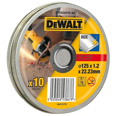 Диск карбофлексен за рязане DeWALT на неръждаема стомана 125 мм, 10 бр., 1.2 мм, 22.23 мм, DT42340TZ