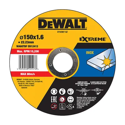 Диск карбофлексен за рязане DeWALT на неръждаема стомана 150 мм, 1.6 мм, 22.23 мм, Extreme