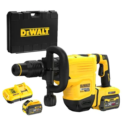 Акумулаторен къртач DeWALT с 2 батерии и зарядно, SDS-max, 54/18 V, 3/9 Ah, 10.5 J, DCH832X2