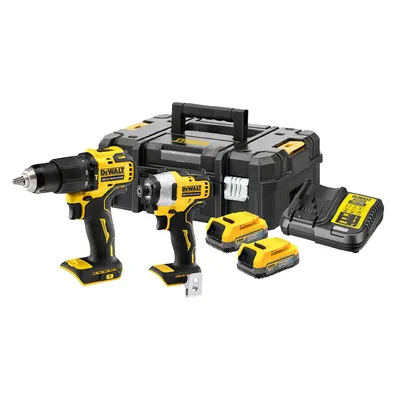 Комплект акумулаторни инструменти DeWALT с 2 батерии и зарядно, DCD709, DCF809, 18 V, 1.7 Ah, DCK2062E2T