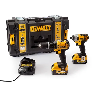Комплект акумулаторни инструменти DeWALT с 2 батерии и зарядно, DCD785, DCF885, 18 V, 4 Ah, DCK285M2
