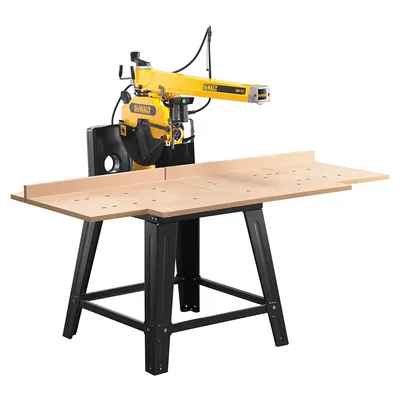 Настолен циркуляр DeWALT с рамо, в комплект със стойка   2000 W, ф 300 мм, 3000 об./мин, DW721KN