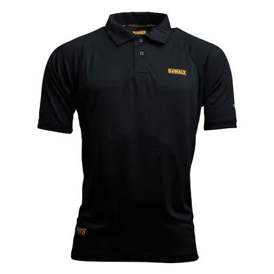 Работна тениска DeWALT с къс ръкав с яка черна, черна, полиестер, Rutland PWS Black/Grey