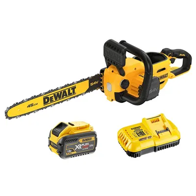 Акумулаторна резачка за дърва DeWALT    с 1 батерия и зарядно, 54/18 V, 3/9 Ah, 45 см, 3/8 ", DCMCS574X1