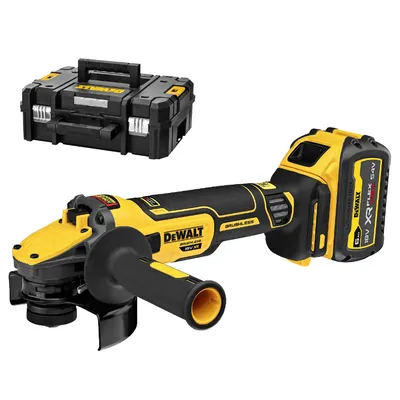 Акумулаторен ъглошлайф DeWALT с 1 батерия и зарядно, 18 V, 12 Ah, 125 мм, 9000 об./мин, DCG409T1