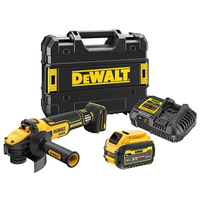 Акумулаторен ъглошлайф DeWALT с 1 батерия и зарядно, 18 V, 6 Ah, 125 мм, 3000-9000 об./мин, DCG409VST1
