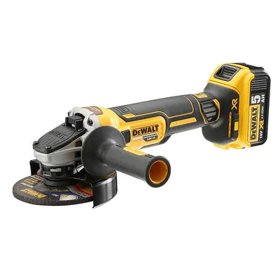 Акумулаторен ъглошлайф DeWALT с 2 батерии и зарядно, 18 V, 5 Ah, 125 мм, 9000 об./мин, DCG405P2
