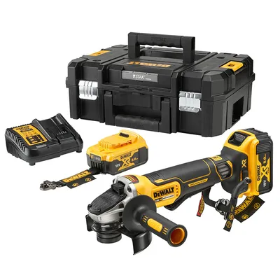 Акумулаторен ъглошлайф DeWALT с 2 батерии и зарядно, 18 V, 5 Ah, 125 мм, 9000 об./мин, DCG406P2LRT
