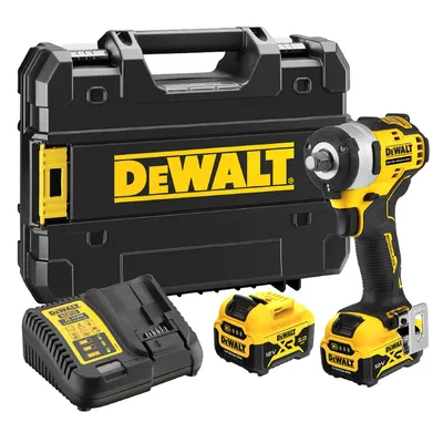 Акумулаторен гайковерт DeWALT с безчетков двигател с 2 батерии и зарядно, 12 V, 5 Ah, 340 Nm, квадрат, 1/2", DCF901P2