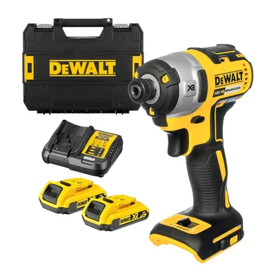 Акумулаторен гайковерт DeWALT с безчетков двигател   с 2 батерии и зарядно, 18 V, 2 Ah, шестостен, 1/4", DCF840D2T