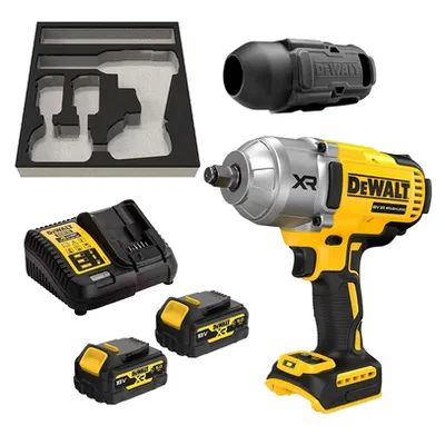 Акумулаторен гайковерт DeWALT с безчетков двигател с 2 батерии и зарядно, 18 V, 5 Ah, 1355 Nm, квадрат, 1/2", DCF900P2G