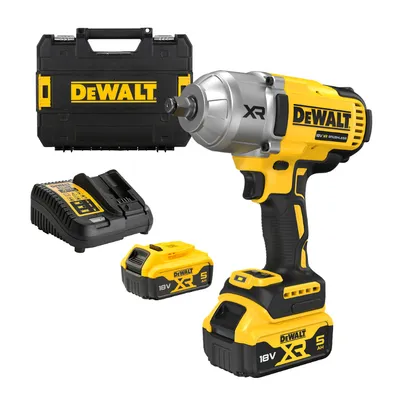 Акумулаторен гайковерт DeWALT с безчетков двигател с 2 батерии и зарядно, 18 V, 5 Ah, 1355 Nm, квадрат, 1/2", DCF900P2T