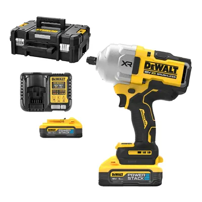 Акумулаторен гайковерт DeWALT с безчетков двигател  с 2 батерии и зарядно, 18 V, 5 Ah, 1496 Nm, квадрат, 1/2", DCF961H2T