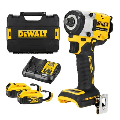 Акумулаторен гайковерт DeWALT с безчетков двигател с 2 батерии и зарядно, 18 V, 5 Ah, 406 Nm, квадрат, 1/2", DCF921P2LRT