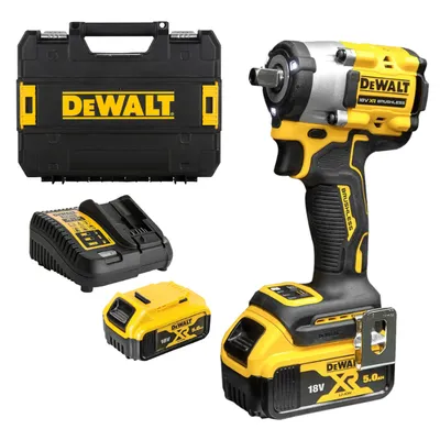 Акумулаторен гайковерт DeWALT с безчетков двигател с 2 батерии и зарядно, 18 V, 5 Ah, 406 Nm, квадрат, 1/2", DCF922P2T