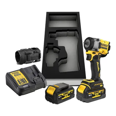 Акумулаторен гайковерт DeWALT с безчетков двигател с 2 батерии и зарядно, 18 V, 5 Ah, 406 Nm, квадрат, 3/8", DCF923P2G