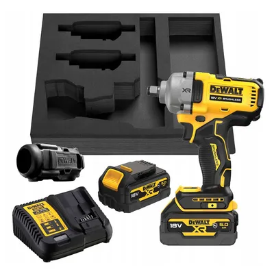 Акумулаторен гайковерт DeWALT с безчетков двигател с 2 батерии и зарядно, 18 V, 5 Ah, 812 Nm, квадрат, 1/2", DCF891P2G